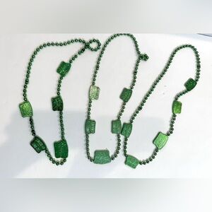 3 Southern Comfort Green St. Patrick’s Day Mardi Gras Plastic Bead Necklaces